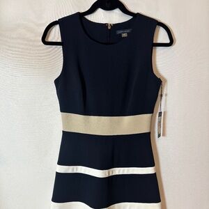 Tommy Hilfiger  Colorblock Fit & Flare Dress – Navy, Tan & White Stripes Size 2